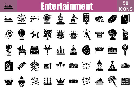 Entertainment Icons Set.Web and mobile icons.Vector illustration