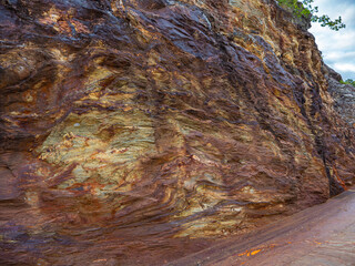 Beautiful quartzite veins at Fusafjorden on the west-coast of Norway. It is a colorful rock,...