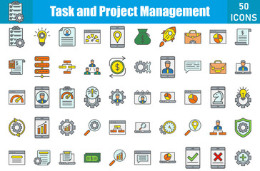 Task and Project Management Icons Set.Web and mobile icons.Vector illustration