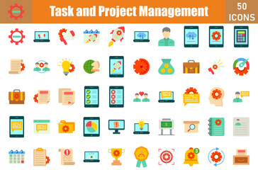 Task and Project Management Icons Set.Web and mobile icons.Vector illustration