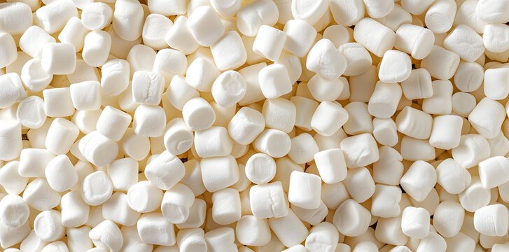 Lots of white marshmallows top view background