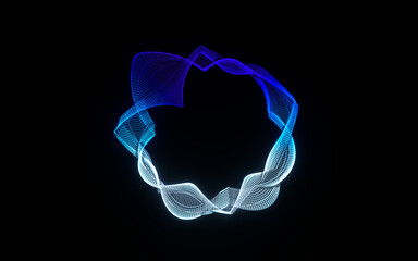 Futuristic colorful sphere of lines. Network connection big data. Abstract technology background. Place for text. 3d rendering.
