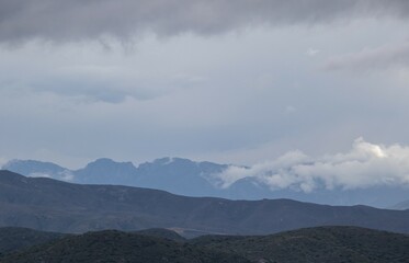 Rolling cloudscape over the hills in the Boland region of the Western Cape province in South Africa