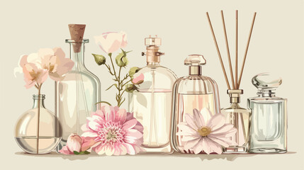 Obraz na płótnie Canvas Decorative composition with perfume or toilet water 