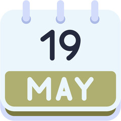 Vector Icon Calendar, May, nineteen, 19, calendar date, monthly calendar, time and date, month, schedule