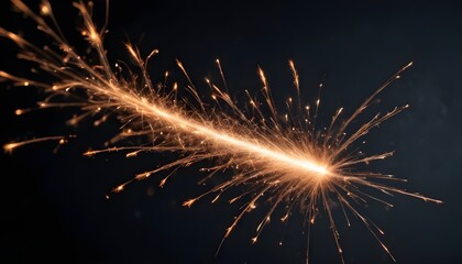 A detailed view of a sparkler burning brightly against a dark black background - Powered by Adobe