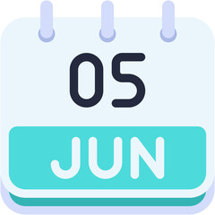 Vector Icon Calendar, june, five, 5, calendar date, monthly calendar, time and date, month, schedule