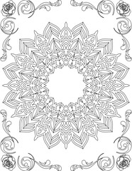 Printable Mandala Coloring Page for Adults. Educational Resources for School for Kids. Adults Coloring Book. Mandala Coloring Activity Worksheet.