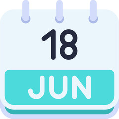 Vector Icon Calendar, june, Eighteen, 18, calendar date, monthly calendar, time and date, month, schedule