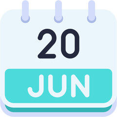 Vector Icon Calendar, june, twenty, 20, calendar date, monthly calendar, time and date, month, schedule