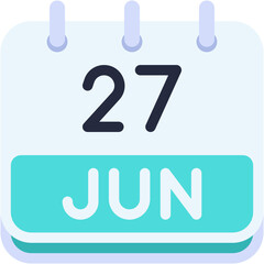 Vector Icon Calendar, june, twenty seven, 27, calendar date, monthly calendar, time and date, month, schedule