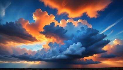 A vibrant cloud hovers over a field as the sun sets, casting a colorful glow over the landscape