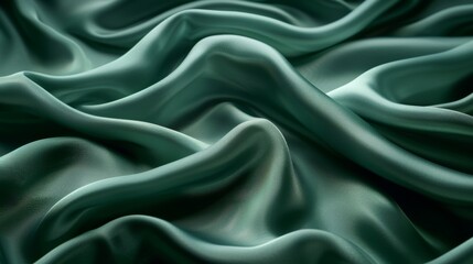 Fototapeta premium Elegant Olive Green Silk Fabric with Luxurious Satin Texture Flowing in Graceful Waves