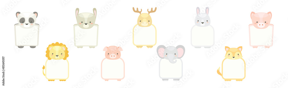 Poster animal note card with empty space vector set