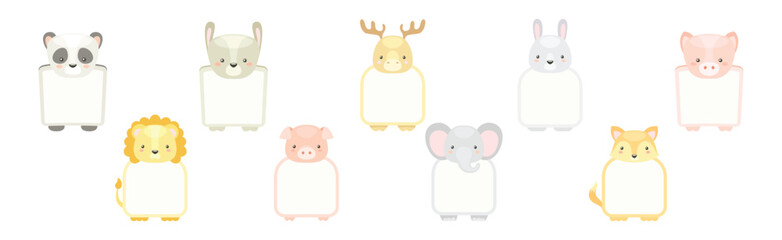 Animal Note Card with Empty Space Vector Set