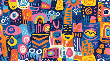 Doodle abstract pattern. Hand drawn cartoon modern 