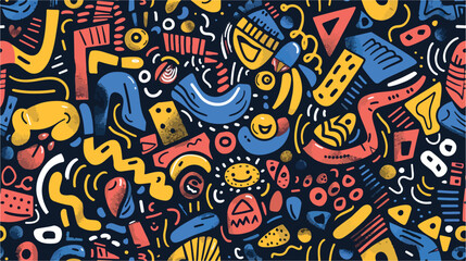 Doodle abstract pattern. Hand drawn cartoon modern 