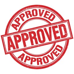 APPROVED written word on red stamp sign