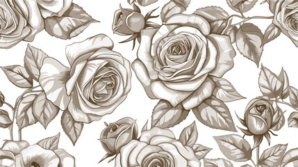 Elegant seamless pattern with blooming Provence roses
