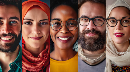 collage of diverse multiethnicity people smiling , Diversity concept
