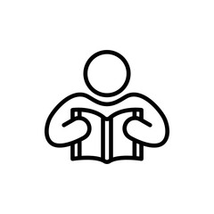 Reading book line icon. Education icon. Reading book icon isolated on white background. Transparent background, minimalist symbol. Vector images