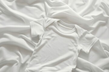 White Baby Bodysuit on Soft Fabric Background for Newborn Essentials