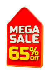 3d sales discount Number 65 percentage price tag for discount sale promotion concept by 3d render
