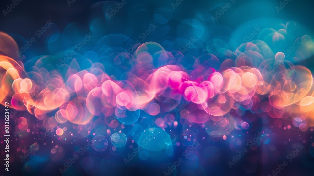 Poster organic light leaks dancing across a dark background in a variety of vibrant colors, creating a mesm