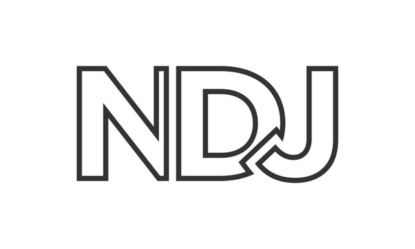 NDJ logo design template with strong and modern bold text. Initial based vector logotype featuring simple and minimal typography. Trendy company identity.