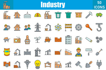 Industry Icons Set. Editable Stroke. Pixel Perfect