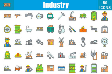 Industry Icons Set. Editable Stroke. Pixel Perfect