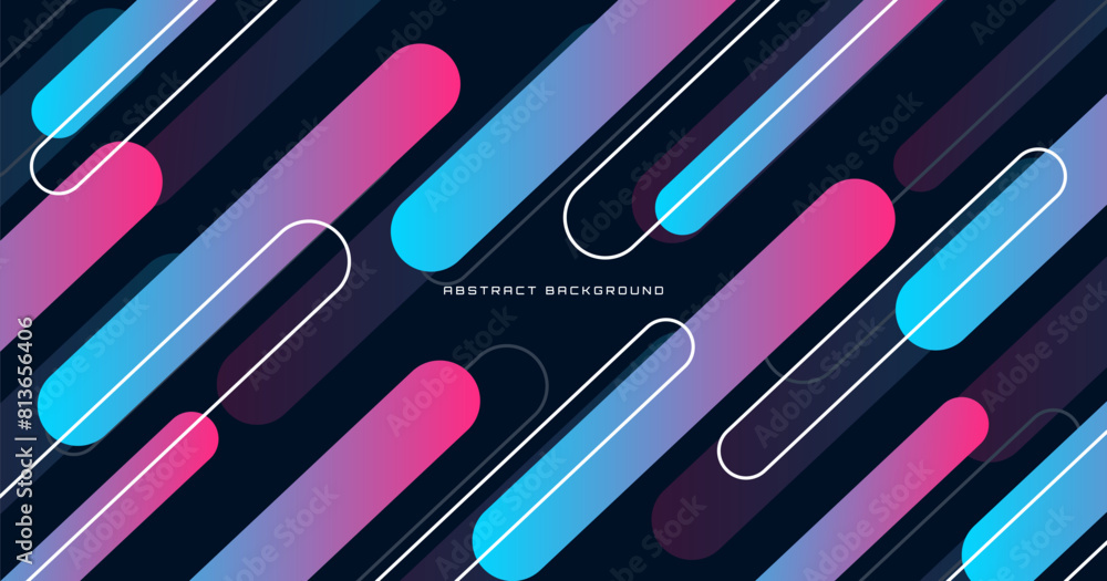 Poster colorful geometric abstract background overlap layer on dark space with rounded shape decoration. mo
