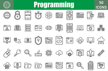 Programming Icons Set. Editable Stroke. Pixel Perfect