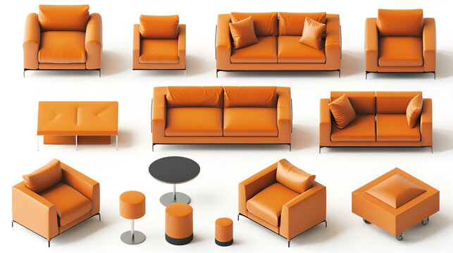 a yellow sofa, rendered in cinema4d, sits in an empty room, its soft and rounded forms exude a machine age aesthetic, with dark orange and gold accents. this abstract minimalism appreciator showcases 