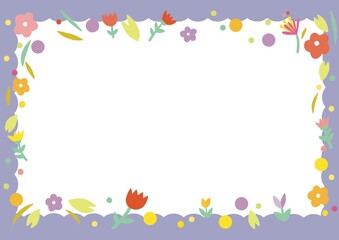 Fototapeta premium cute tiny colorful flowers with leave frame in white background. paper , note , planner , diary and presentation background decoration.