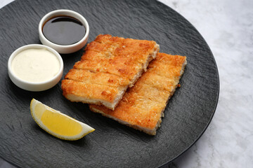 Tori Katsu, Japanese cuisine, breaded chicken cutlets served with sauces