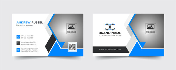 Blue modern and creative business card template. Simple clean visiting card design. Luxury and elegant visit card layout. Easy editable business for design with vector illustration.
