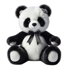 a fur plush stuffed Panda teddy bear, white background, full body