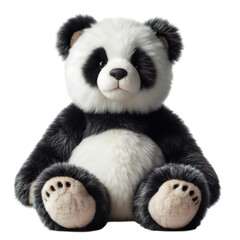 a fur plush stuffed Panda teddy bear, white background, full body