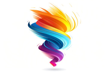 stylized tornado symbol with bold lines and vibrant colors.