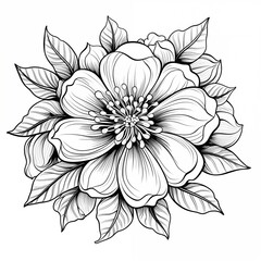 Fototapeta premium drawing of flower, isolated on white bacground -