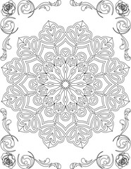 Printable Mandala Coloring Page for Adults. Educational Resources for School for Kids. Adults Coloring Book. Mandala Coloring Activity Worksheet.