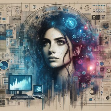 Portrait d'une femme programmeur informatique