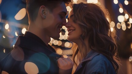 A beautiful couple dressed elegantly at a party