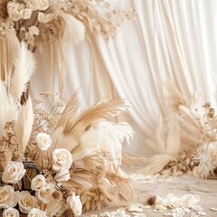The decor for the wedding in boho style