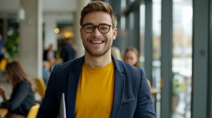 Obraz premium A Smiling Man in Casual Attire