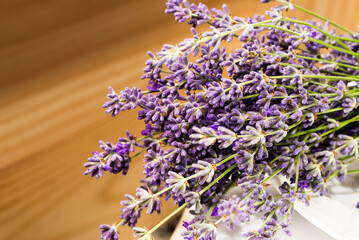 Bouquets of fragrant lavender on the kitchen table