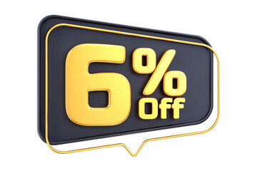 3d sales discount Number 6 percentage price tag for discount sale promotion concept by 3d render
