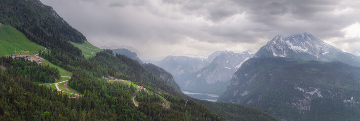 Konigsee lake from Jenner mount in Berchtesgaden National Park, Alps Germany