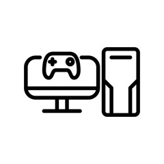 Pc gaming line icon. Gaming icon. Game device icon isolated on white background. Transparent background, minimalist symbol. Vector images